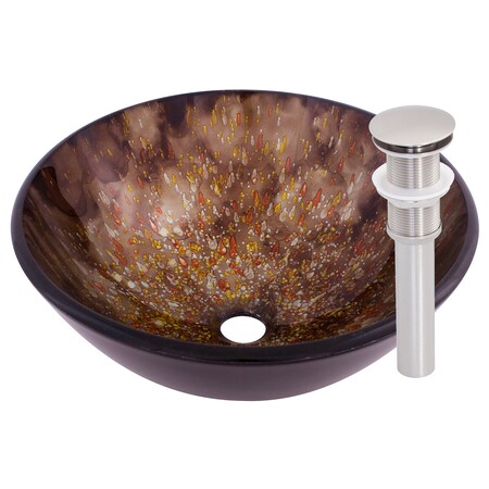 Novatto DISTORTO Glass Vessel Bathroom Sink Set, Brushed Nickel NOHP-G027BN